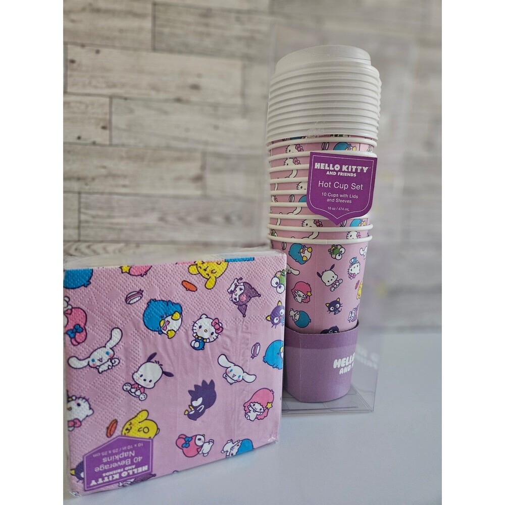 Sanrio Hello Kitty & Friends Disposable Coffee Cups and Matching Napkins